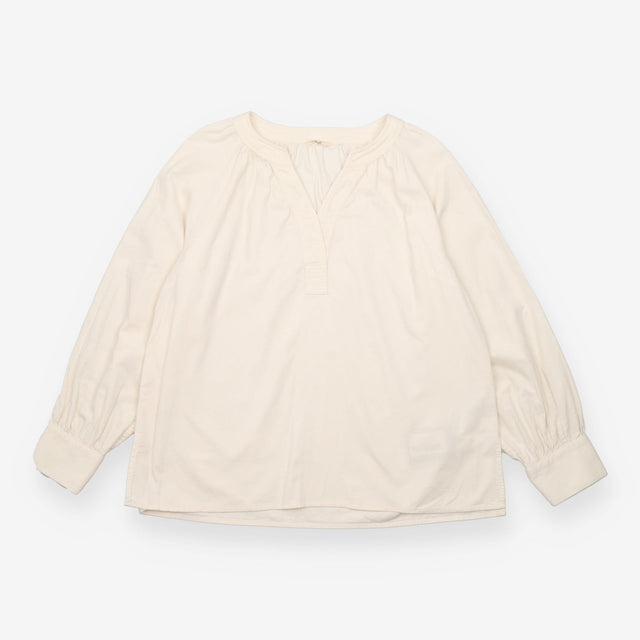 Cotton Blouse Cream Textured Stripe Popover Long S