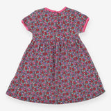 Pink and Red Flowers Dress with Pocket