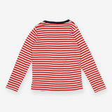 Tee red and White Strip with Navy Neckline