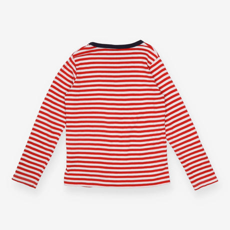 Tee red and White Strip with Navy Neckline