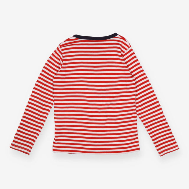 Tee red and White Strip with Navy Neckline