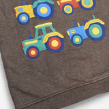 Sweater brown with applique tractors