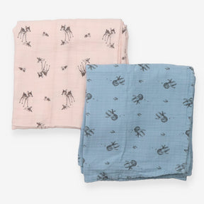 Pink and Blue Muslin Blankets 2 Pack - Rose In Apr