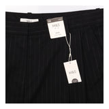 Wide Leg Trousers Black Pinstripe High Rise Pleat 