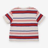 White T-shirt with Red and Blue Stripes