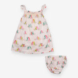 Sundress white smocked birds matching bloomers