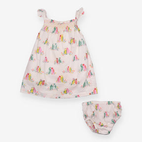 Sundress white smocked birds matching bloomers