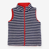 Reversible gilet red navy and white stripe