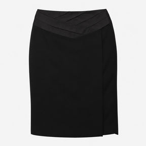 Skirt Pencil Satin Waistband Black