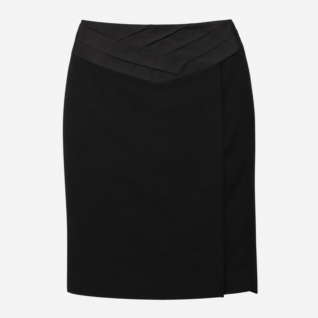 Skirt Pencil Satin Waistband Black