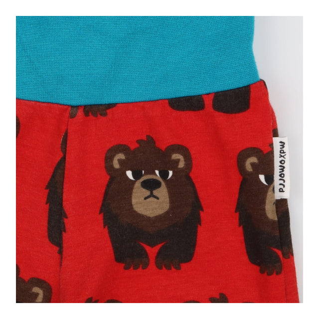 Cuffed joggers red with brown bears
