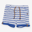 Blue and white stripe shorts with brown tie string