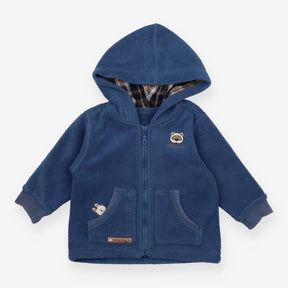 Fleece Hoodie Zipped Blue Embroidered Bear 
