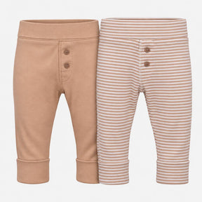 Cream and Striped Leggings 2pc