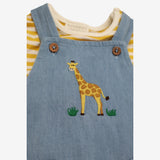 Dungarees Shortie Light Denim with Giraffe and Yel