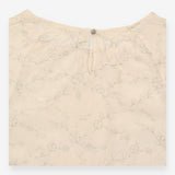 Cream Metallic Silver Floral Embroidered 3/4 Sleev