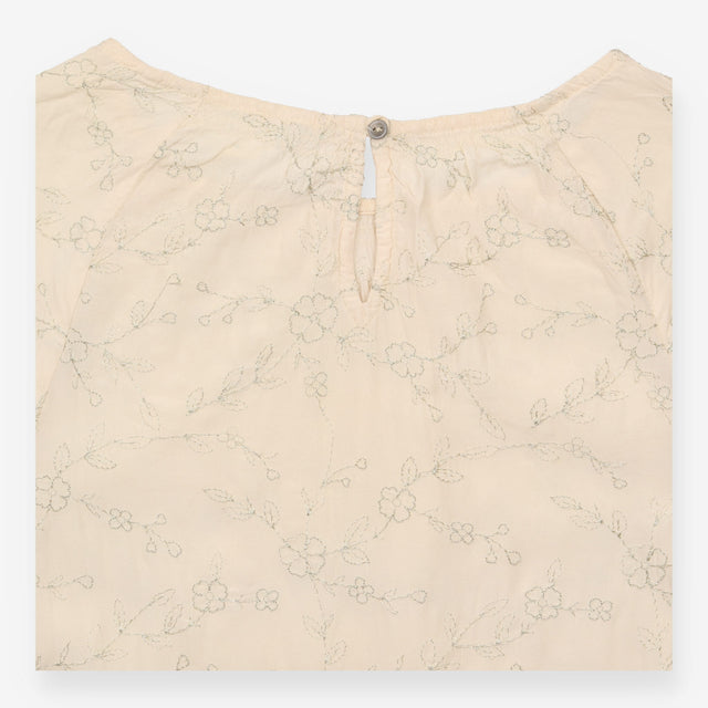 Cream Metallic Silver Floral Embroidered 3/4 Sleev