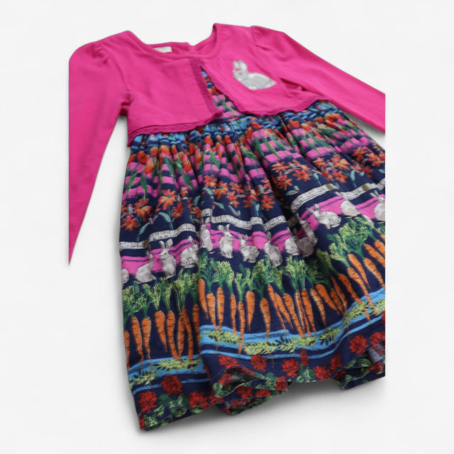 Dress pink and blue rabbit meadow