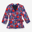 Floral Wrap Top Navy Pink Long Sleeve