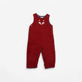 Red Lined Cord Dungarees with Fox Pocket