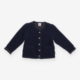 Navy Quilted Jacket with Gold Stripe Lining