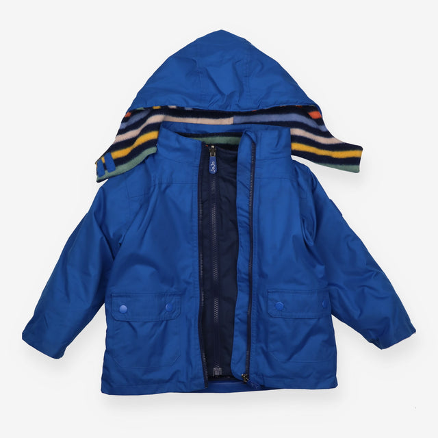 Coat 4 in 1 Raincoat  Blue with Striped Fleece 