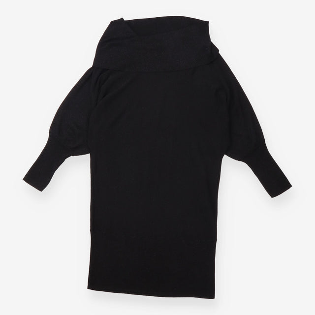 Knit Dress Black Cowl Neck Batwing Sleeve