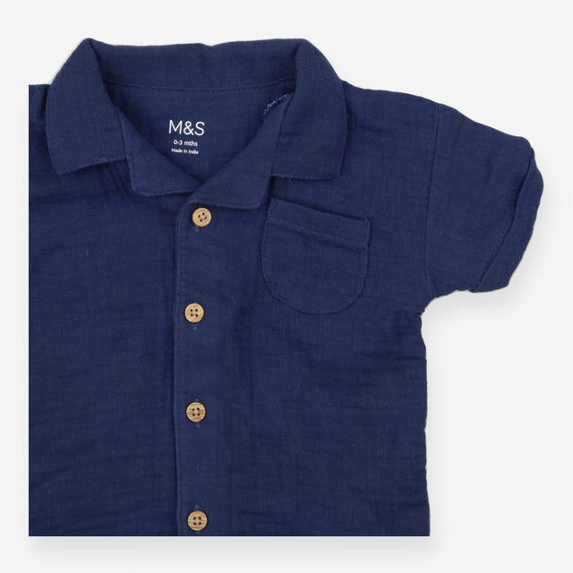 Shirt and Shorts Navy Muslin Anchor
