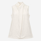 Top White Sleeveless Cowl Neck