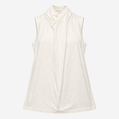 Top White Sleeveless Cowl Neck
