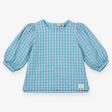 Top Green Gingham Puff Sleeve