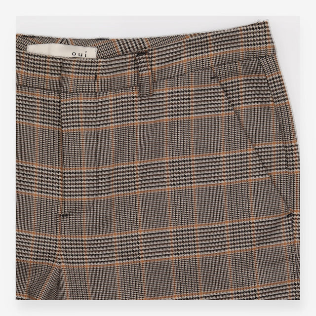 Checked Trousers grey Camel Tapered Slim Leg