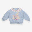 Blue frill collar sweater with rabbits