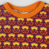 beb & ooo T-Shirt Purple with Orange Trim Retro Fl