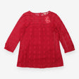 Lace Top Red Floral Long Sleeve V Neck