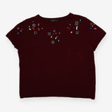 Gem Collar Short Sleeve Knit Top