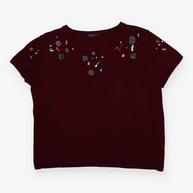 Gem Collar Short Sleeve Knit Top