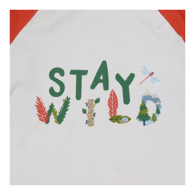 T Shirt Orange Sleeve and White Top ''Stay Wild''