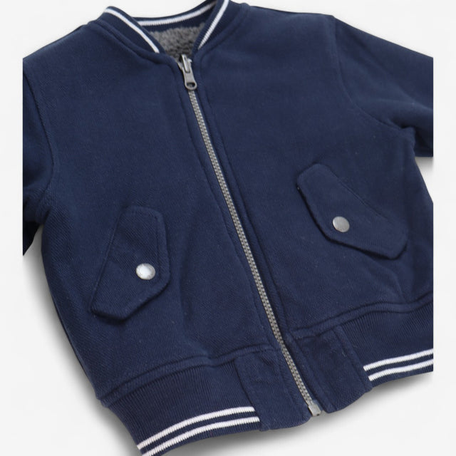 Bomber Jacket Reversible Grey Teddy and Navy