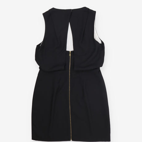 Black Sleeveless Draped Layered Overlay Dress