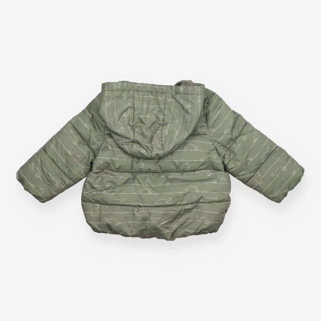 Coat green stripe dino outline