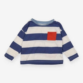 T-shirt long sleeve blue and white striped orange 