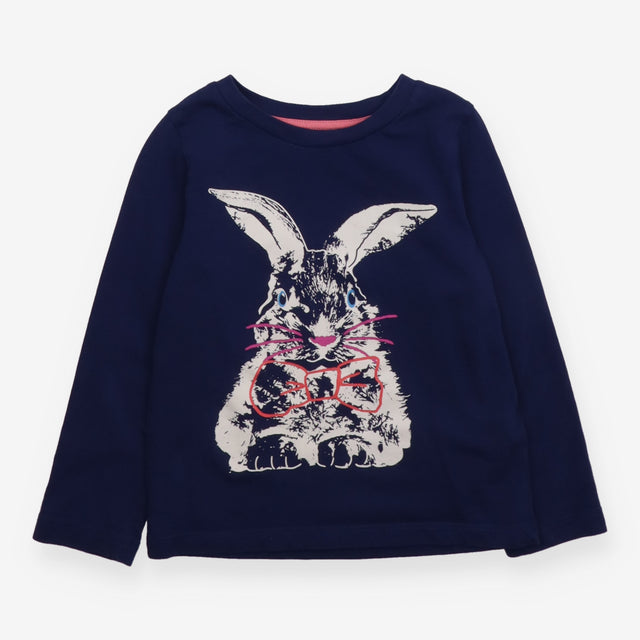 Tee LS blue rabbit with bow tie