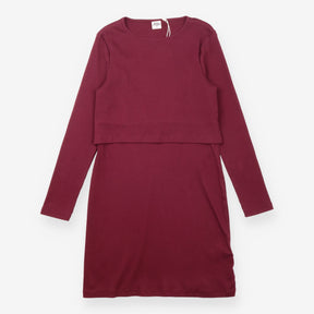 Burgundy Ribbed Long Sleeve Maternity