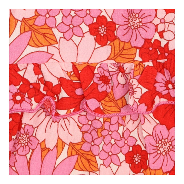 Pink Red Floral Tiered Maxi Dress Sleeveless