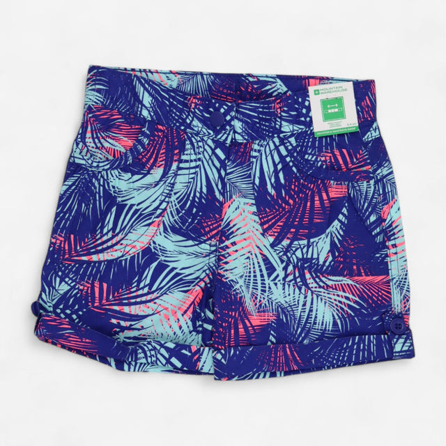 Shorts Blue and Neon Palm Leaves
