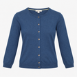 Blue Cotton Blend Button Front Long Sleeve Cardiga