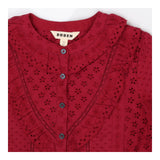Ruby Red Broderie Ruffle Top Cotton
