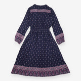Maxi Dress Navy Ditsy Floral Print Shirred Waist