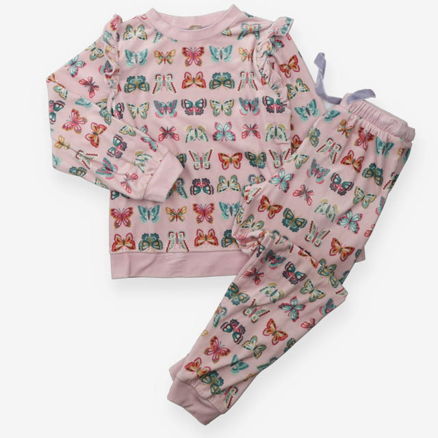 Pyjamas Velour Pink Butterflys with Frill Shoulder